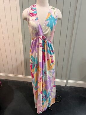 Cupshe Multicolor Tropical Print Halter Maxi Dress